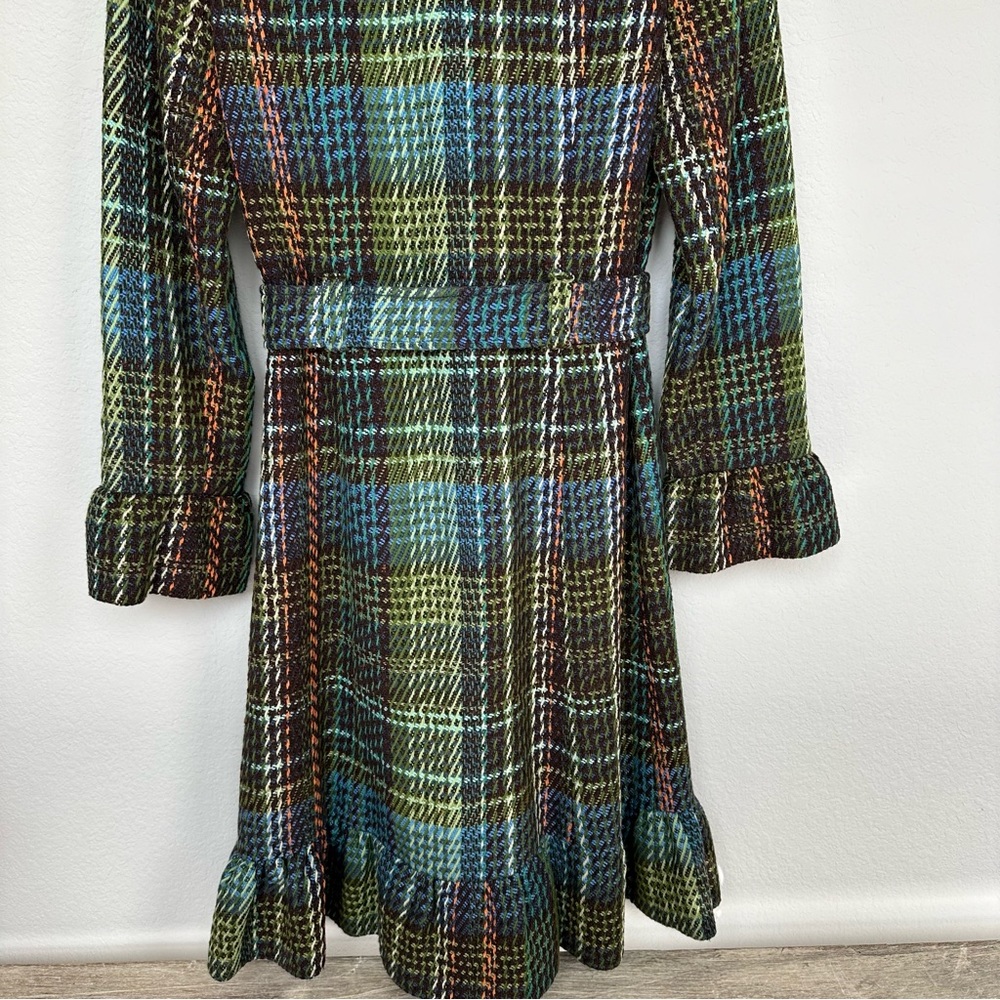 Anthropologie Elevenses Wool Blend Plaid Long Coat 4 - Picture 9 of 16
